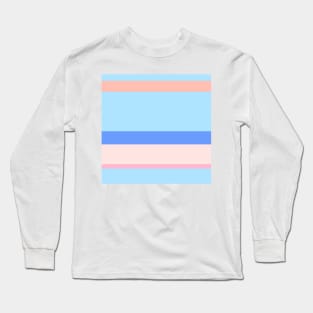 An attractive patchwork of Powder Blue, Soft Blue, Baby Pink, Misty Rose and Melon stripes. Long Sleeve T-Shirt